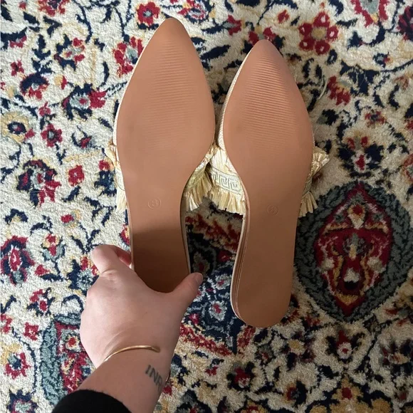 Michelle McDowell Carmen Natural Tan Woven Raffia Mules Sz 8 NWOB - Picture 5 of 5